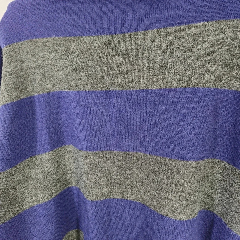 Vintage‎ 90s Striped Pullover Sweater Blue Gray Long Sleeve Crew Neck Knit Large